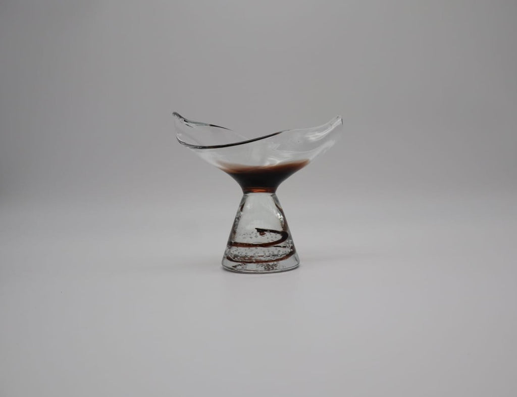 Curated Mid-Century Organic Hand-Blown Glass Sculptural Coupe – 1960s
