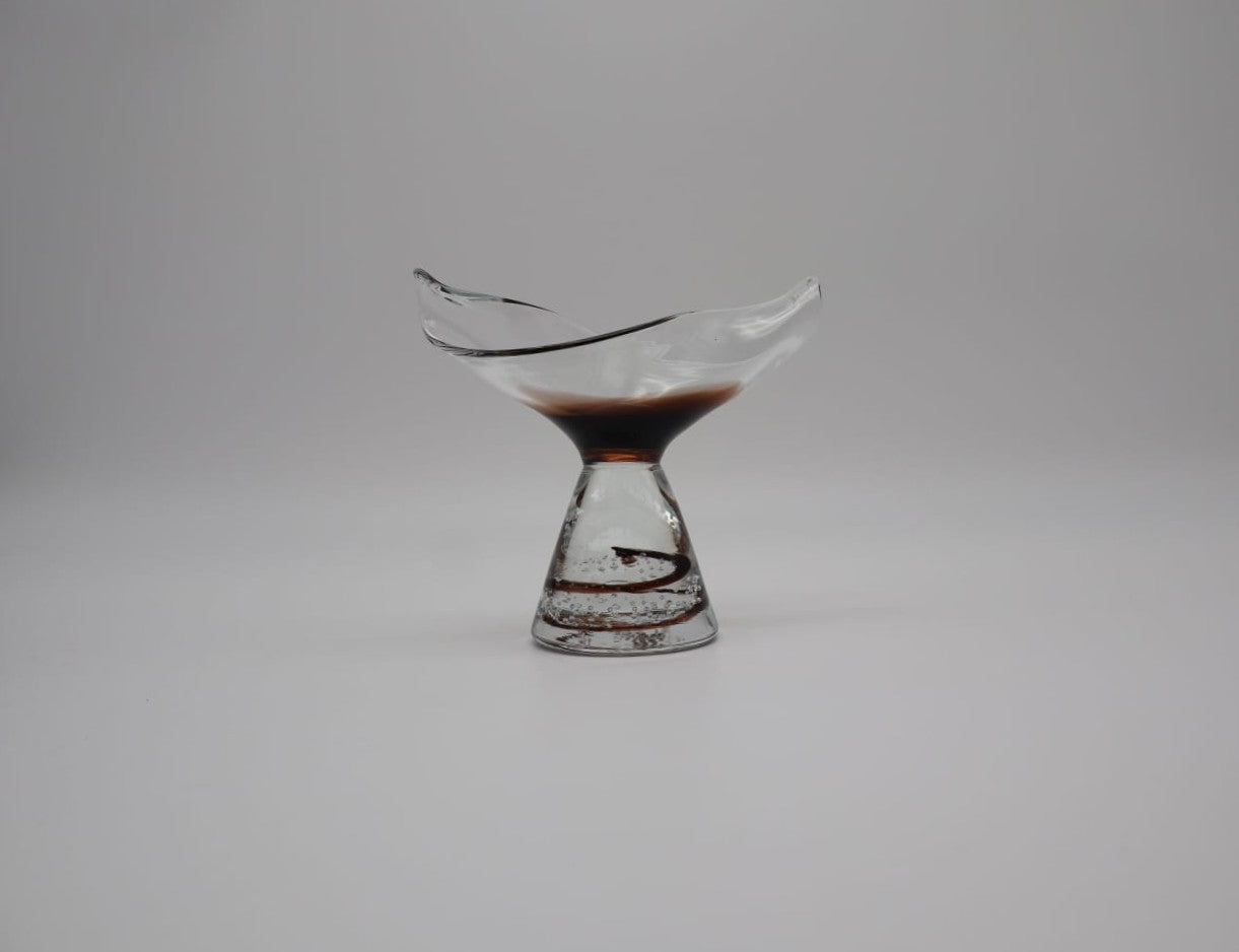 Curated Mid-Century Organic Hand-Blown Glass Sculptural Coupe – 1960s