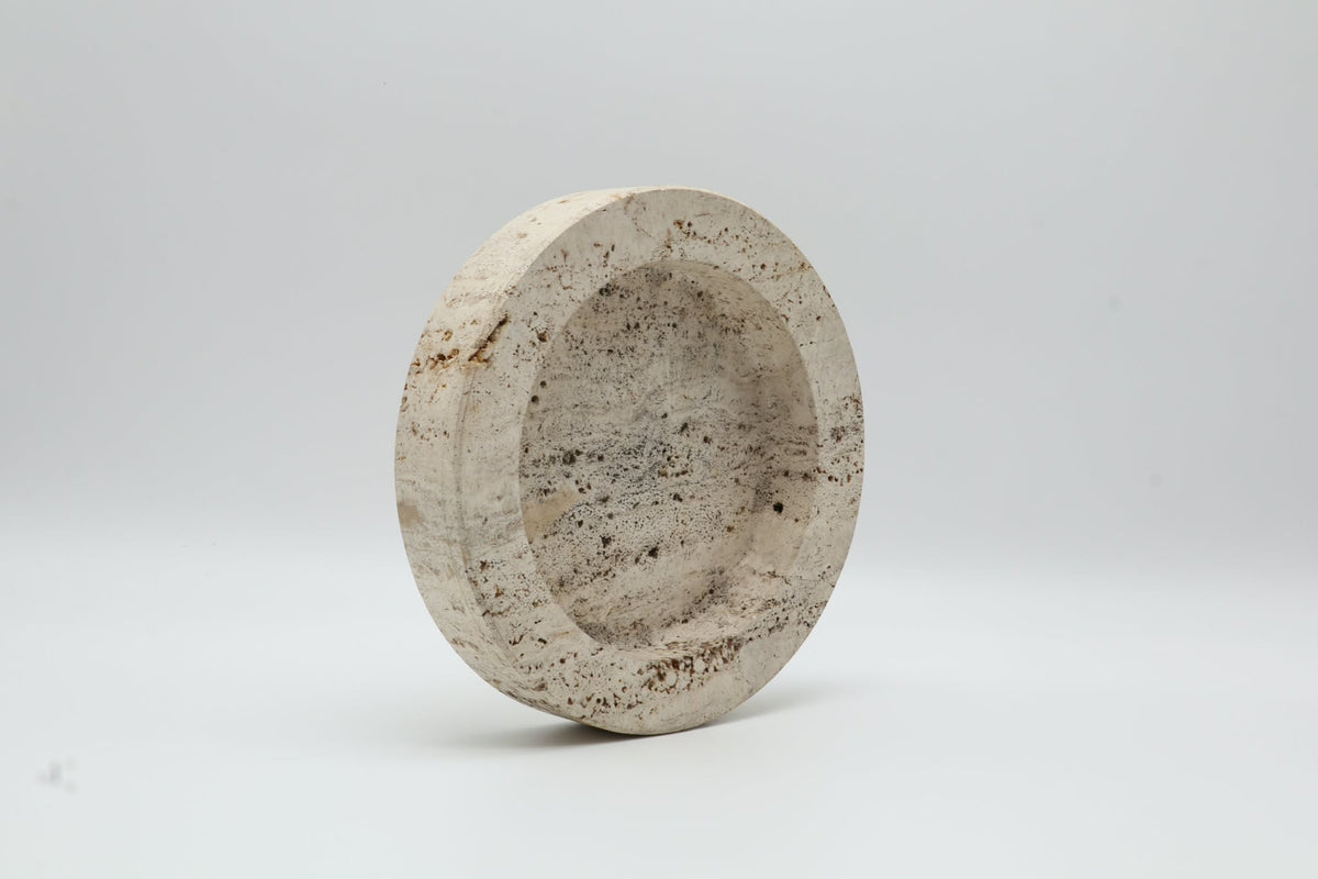 Solid Travertine Bowl – Italy, 1970s