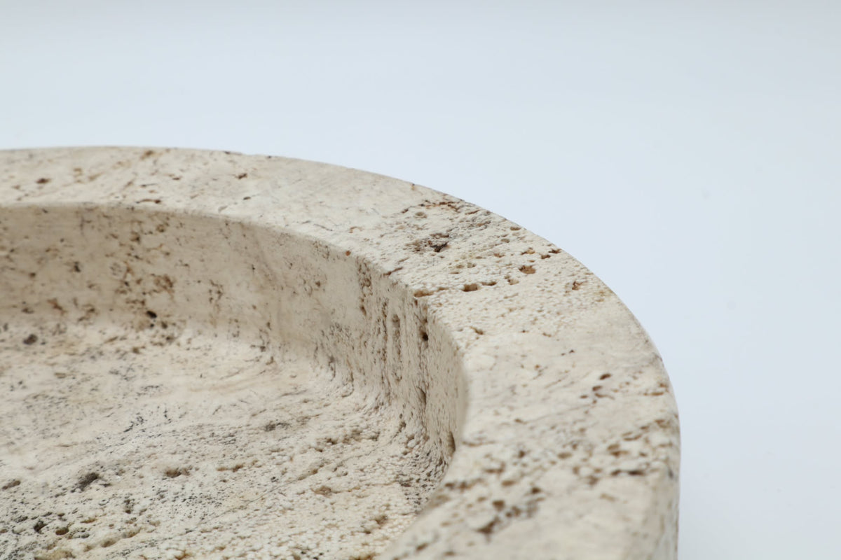 Solid Travertine Bowl – Italy, 1970s