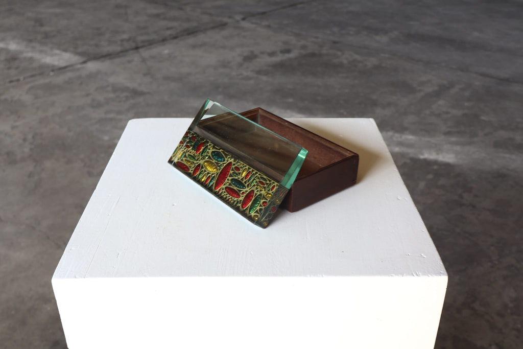 Rare 'Verre Églomisé' Portasigari by Erwin Burger for Fontana Arte, circa 1940