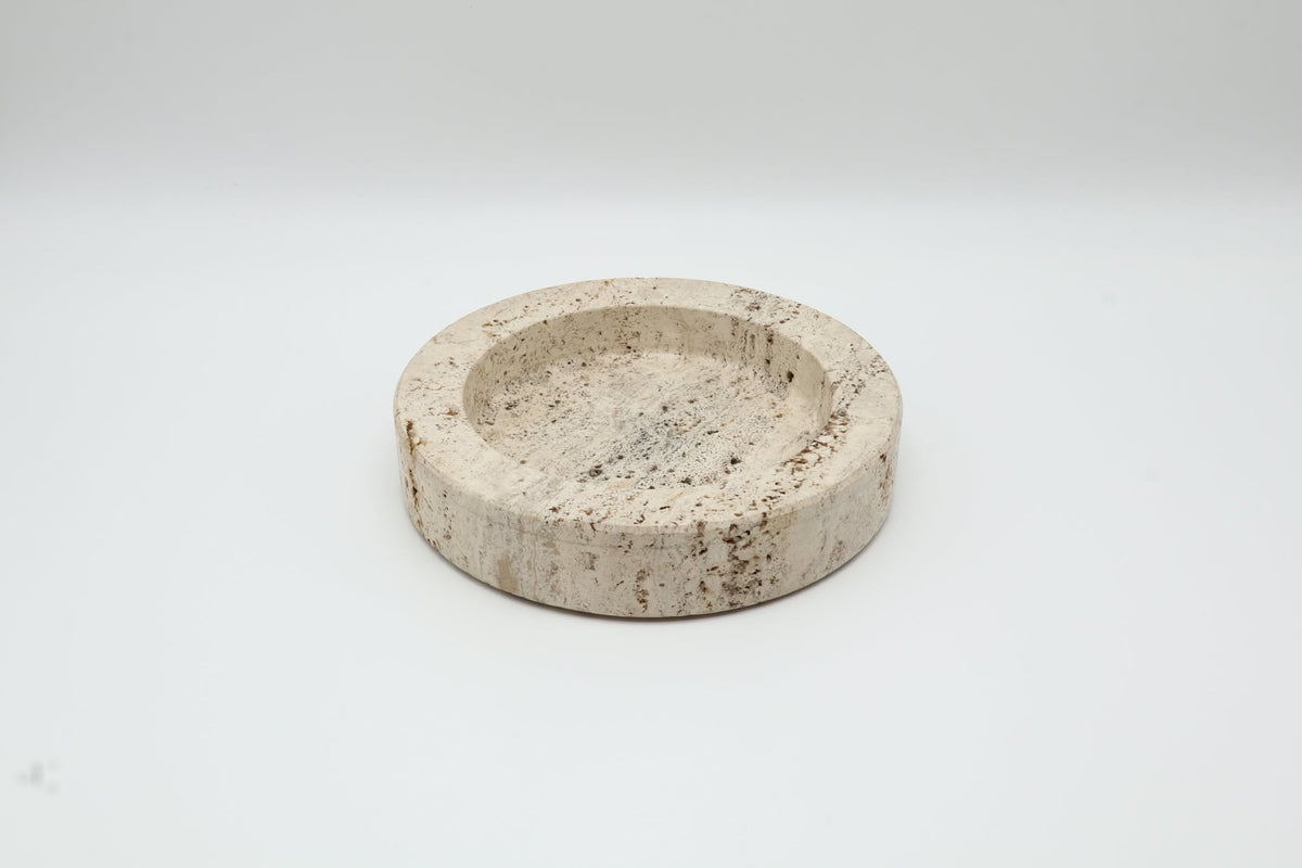 Solid Travertine Bowl – Italy, 1970s