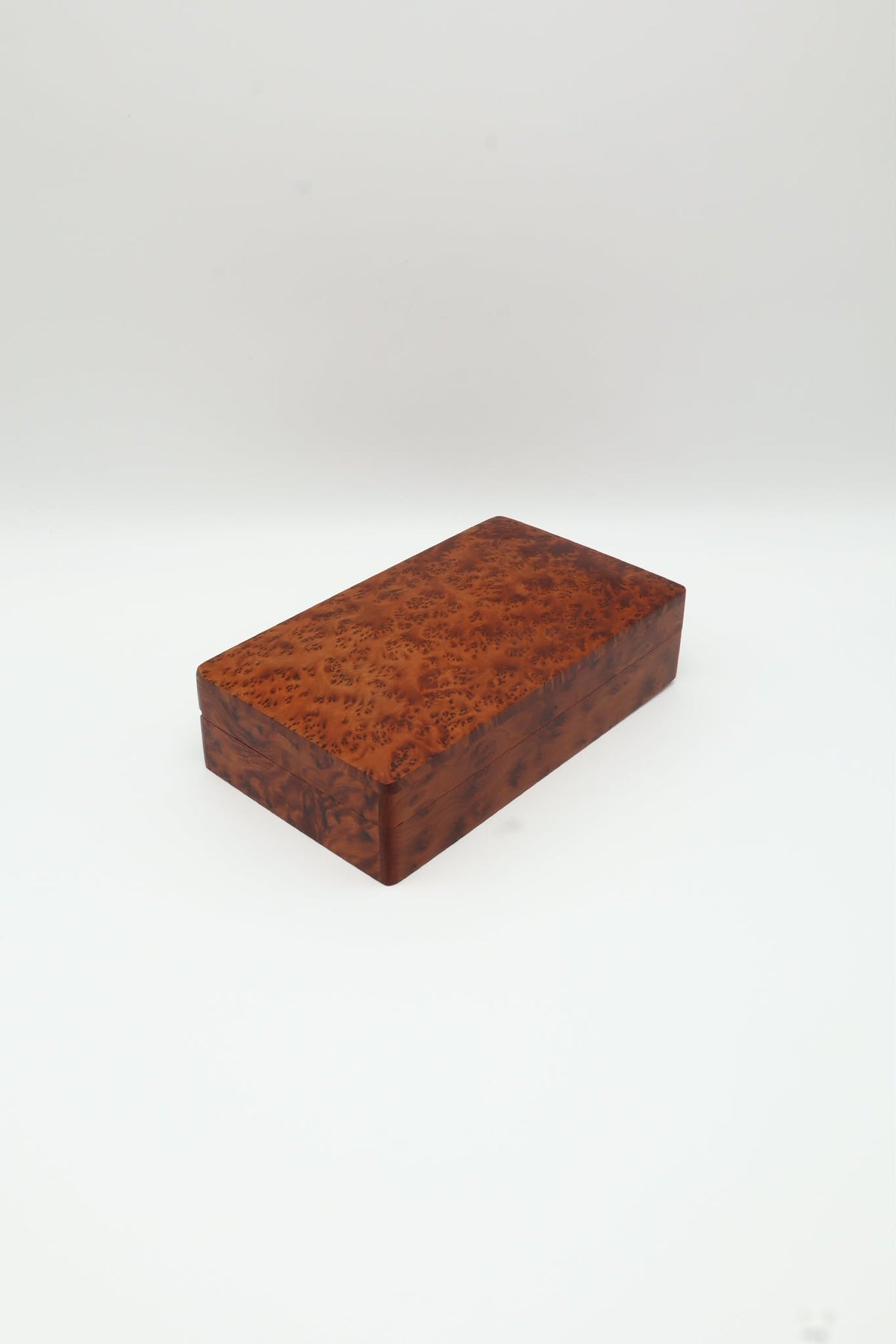 Vintage Moroccan Solid Thuya Burl Wood Box (1970s)