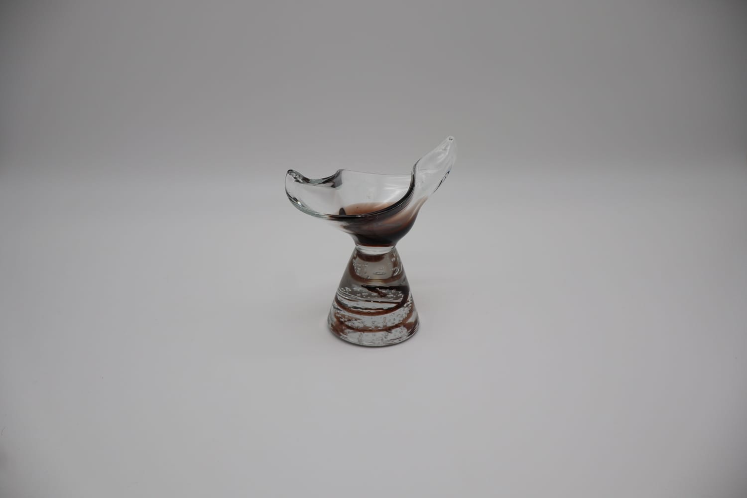 Curated Mid-Century Organic Hand-Blown Glass Sculptural Coupe – 1960s
