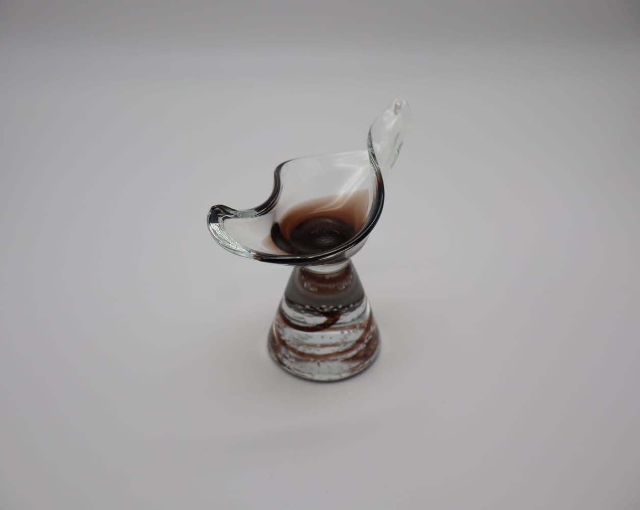 Curated Mid-Century Organic Hand-Blown Glass Sculptural Coupe – 1960s