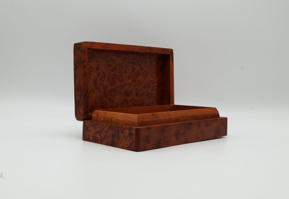Vintage Moroccan Solid Thuya Burl Wood Box (1970s)