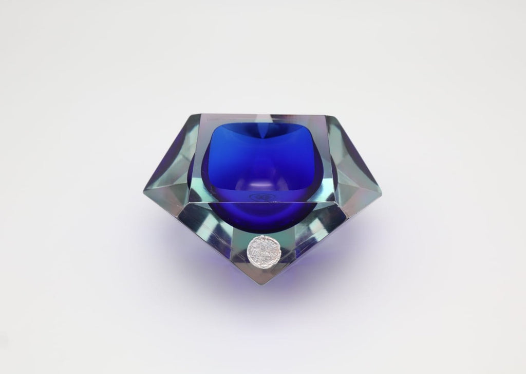 Mid-Century Faceted Murano Sommerso Glass Bowl by Flavio Poli for Seguso, 1960s