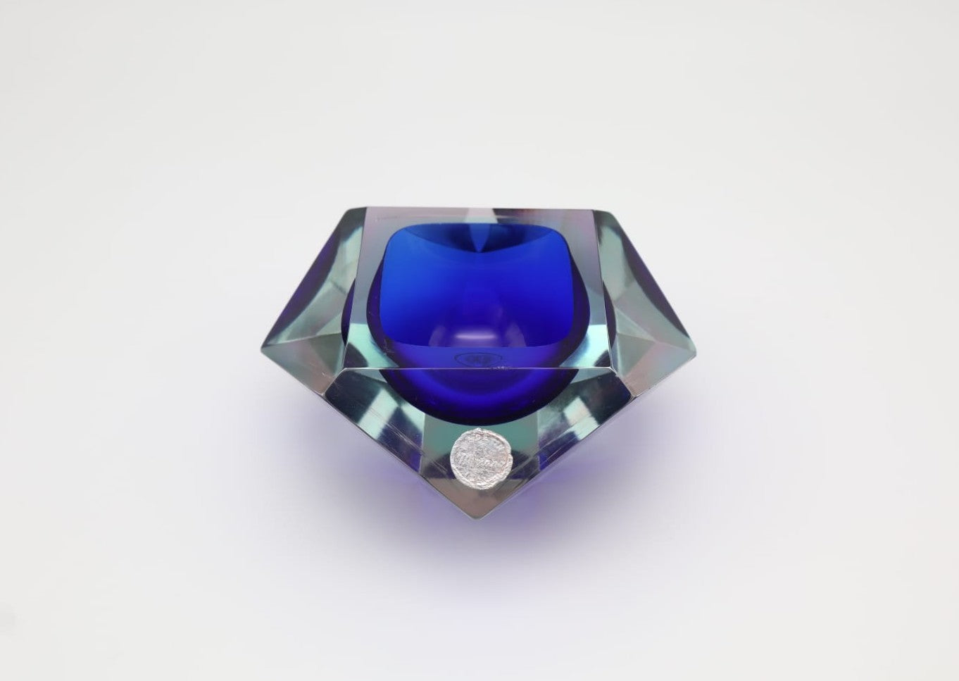 Mid-Century Faceted Murano Sommerso Glass Bowl by Flavio Poli for Seguso, 1960s
