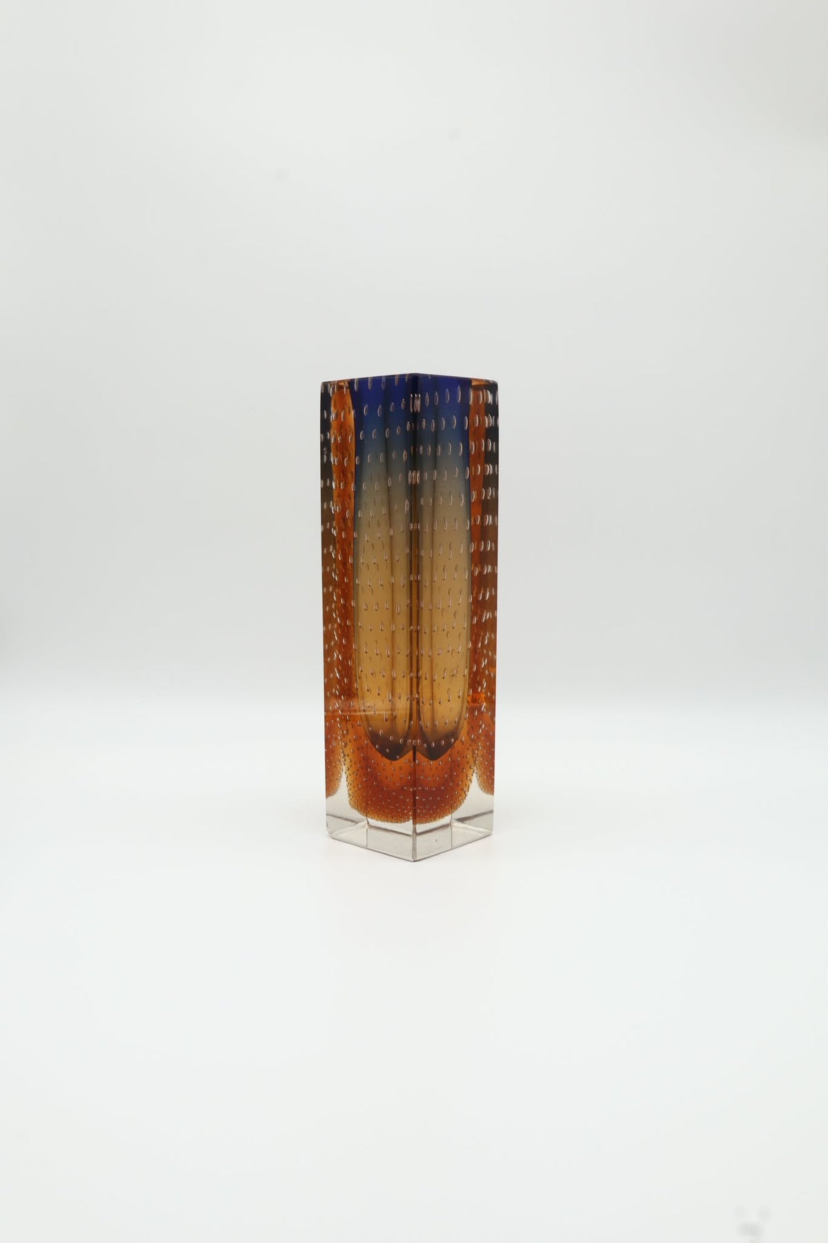 Mid-Century Sculptural Sommerso Block Vase by Pavel Hlava for Exbor – Czechoslovakia (1964)