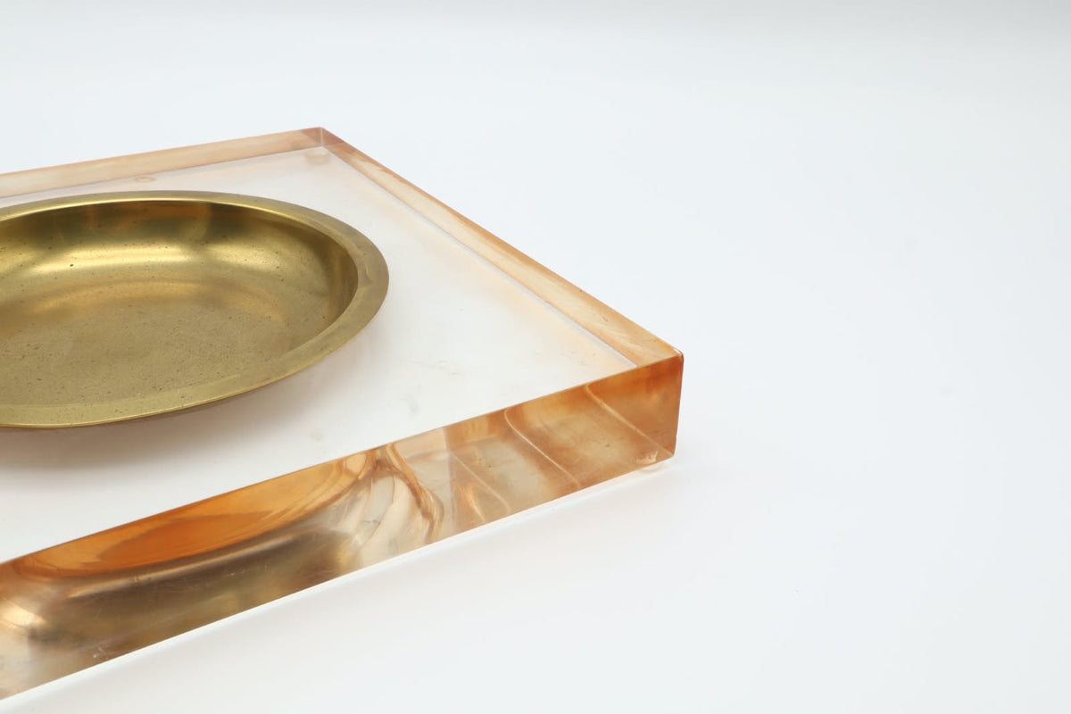 1970s Italian Lucite & Brass Vide-Poche
