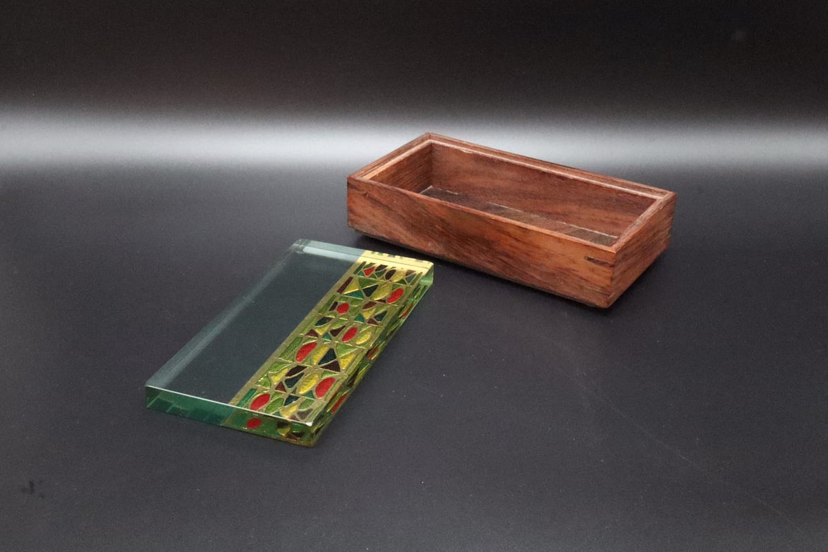 Erwin Burger Hand-Cut Crystal & Wood Box | Italy, 1950s