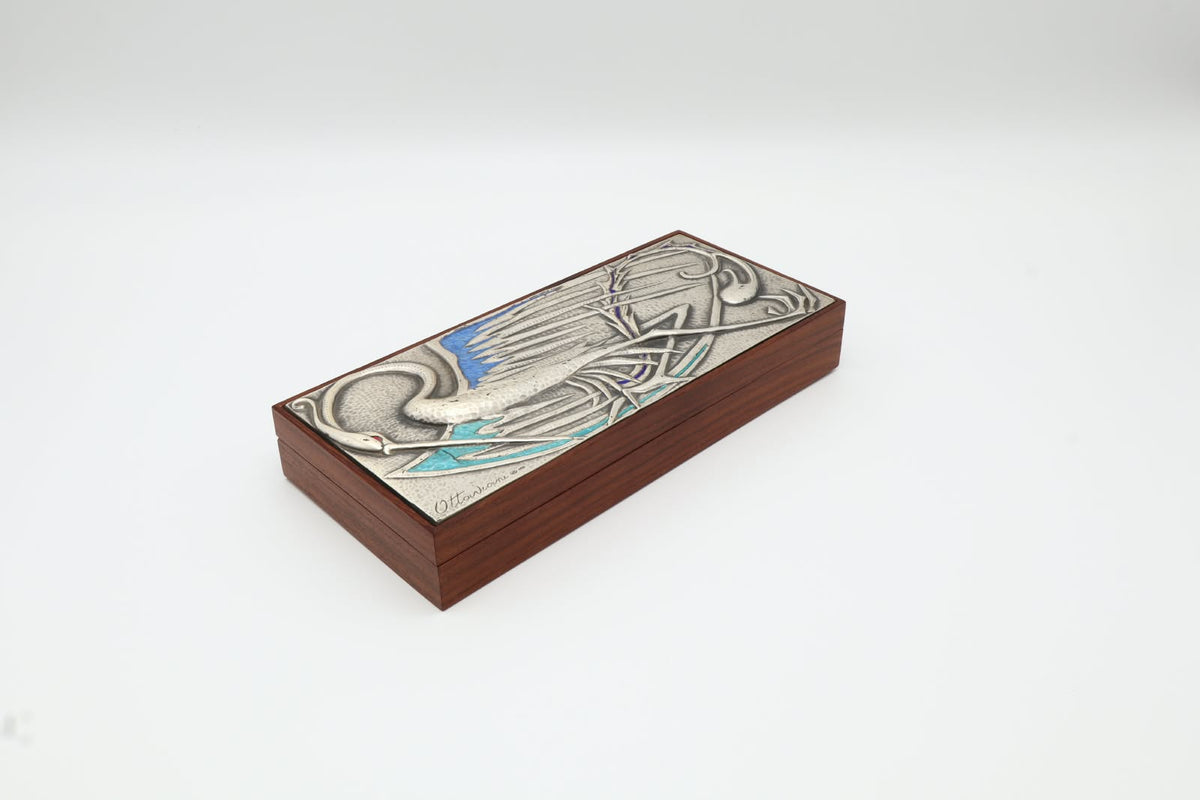 Ottaviani Mid-Century Silver & Enamel Rosewood Box – Italy (c. 1960)
