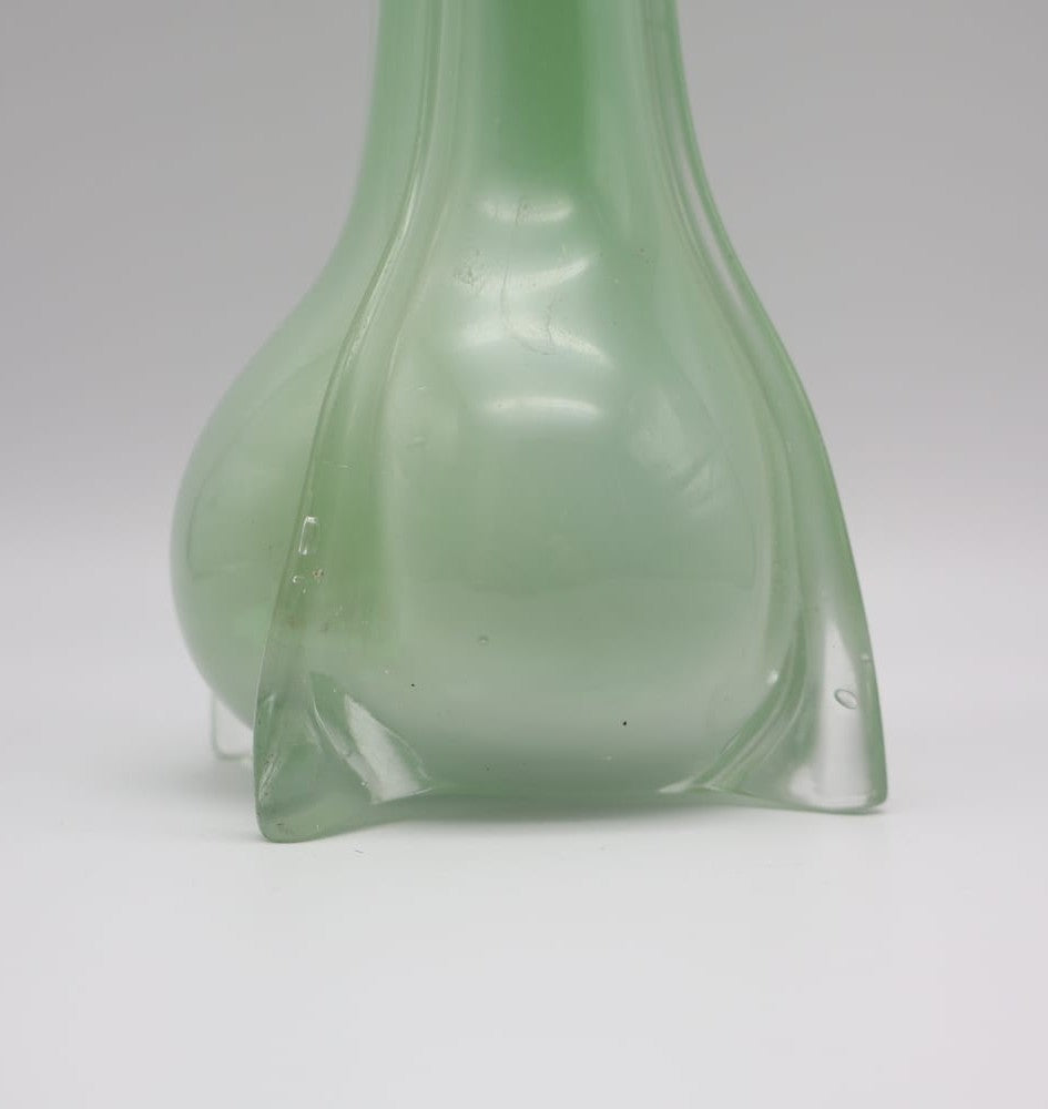 Vintage Italian Opaline Glass Soliflore Vase – Pastel Green & White – 1970s