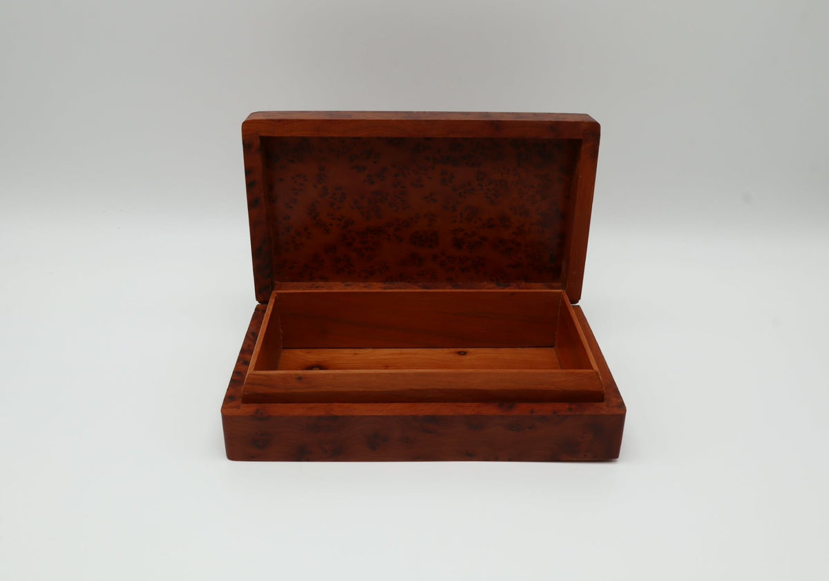 Vintage Moroccan Solid Thuya Burl Wood Box (1970s)