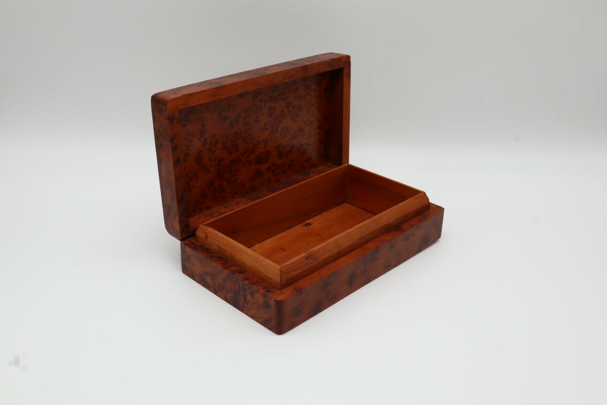 Vintage Moroccan Solid Thuya Burl Wood Box (1970s)