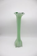 Vintage Italian Opaline Glass Soliflore Vase – Pastel Green & White – 1970s