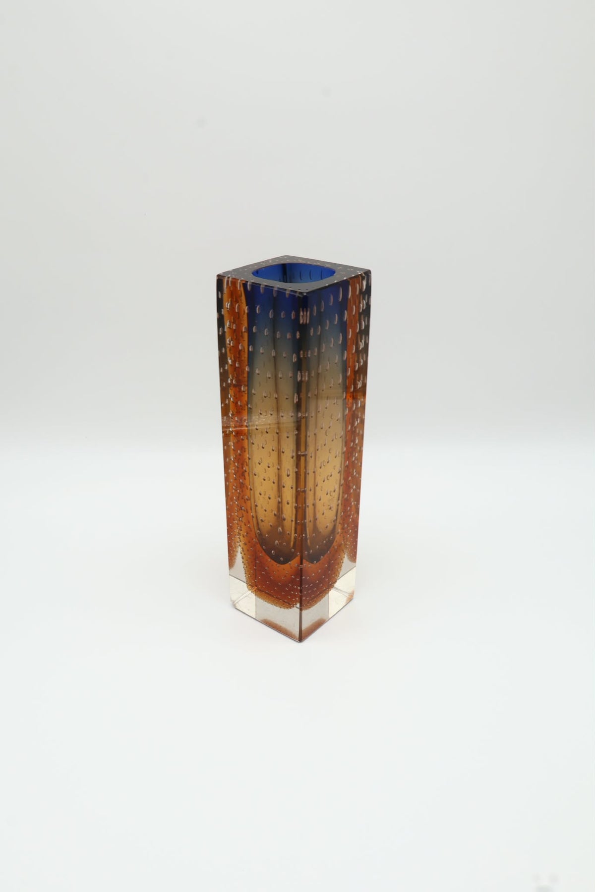 Mid-Century Sculptural Sommerso Block Vase by Pavel Hlava for Exbor – Czechoslovakia (1964)
