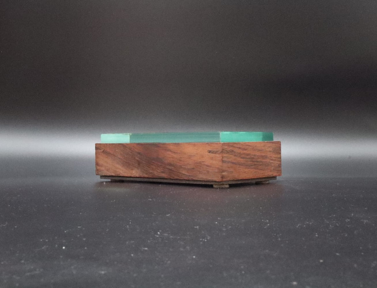 Erwin Burger Hand-Cut Crystal & Wood Box | Italy, 1950s