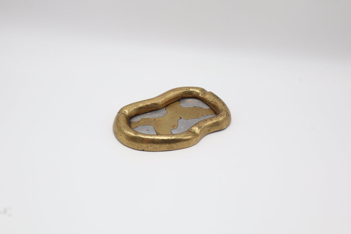 Brutalist Brass & Aluminum Ashtray by David Marshall — Spain, 1980s