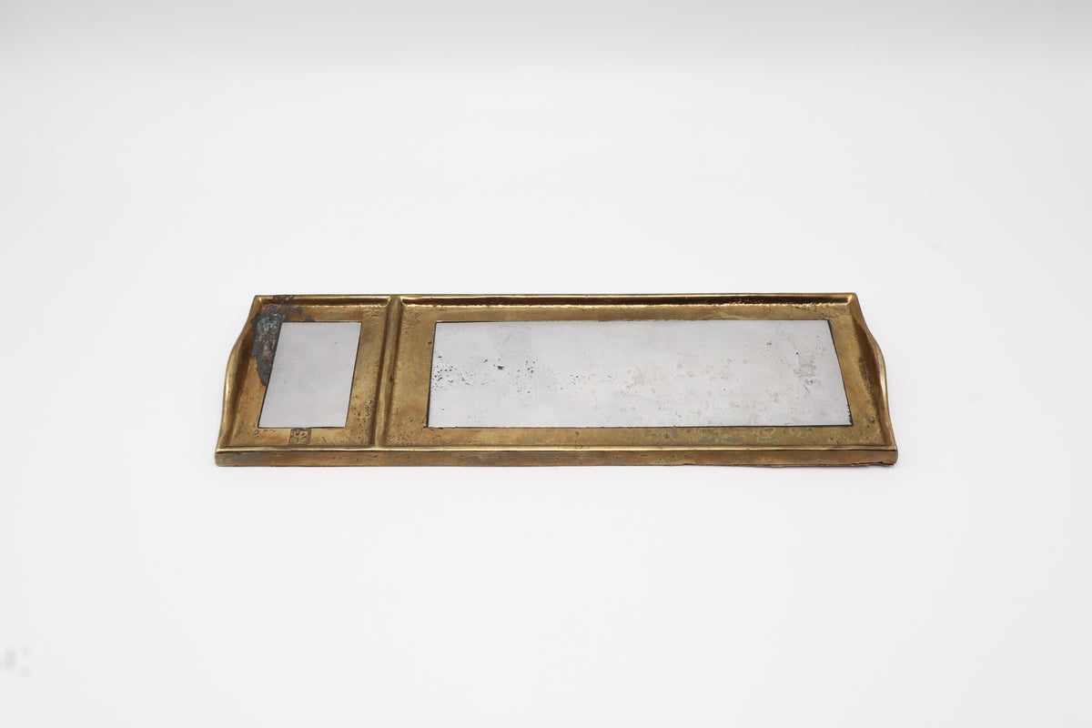 David Marshall Brutalist Brass & Aluminum Catchall Tray – Spain, 1980s