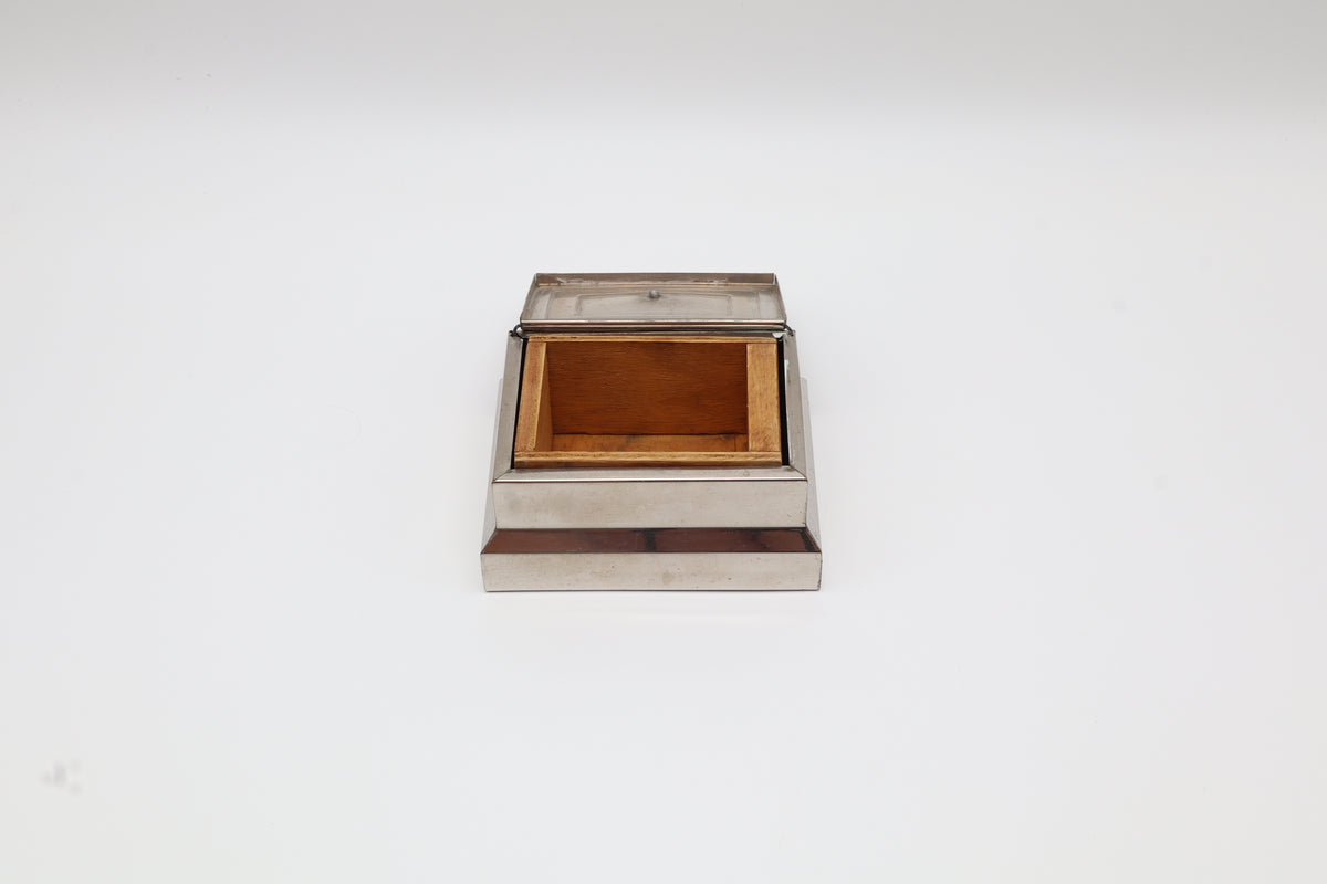 Art Deco Chrome-Plated Box with Bakelite Knob – Netherlands, c. 1930 – photo 5 of 5