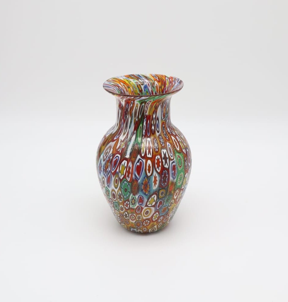 Vintage Hand-Blown Murano 'Quilt' Millefiori Urn Vase – 1960s/1970s