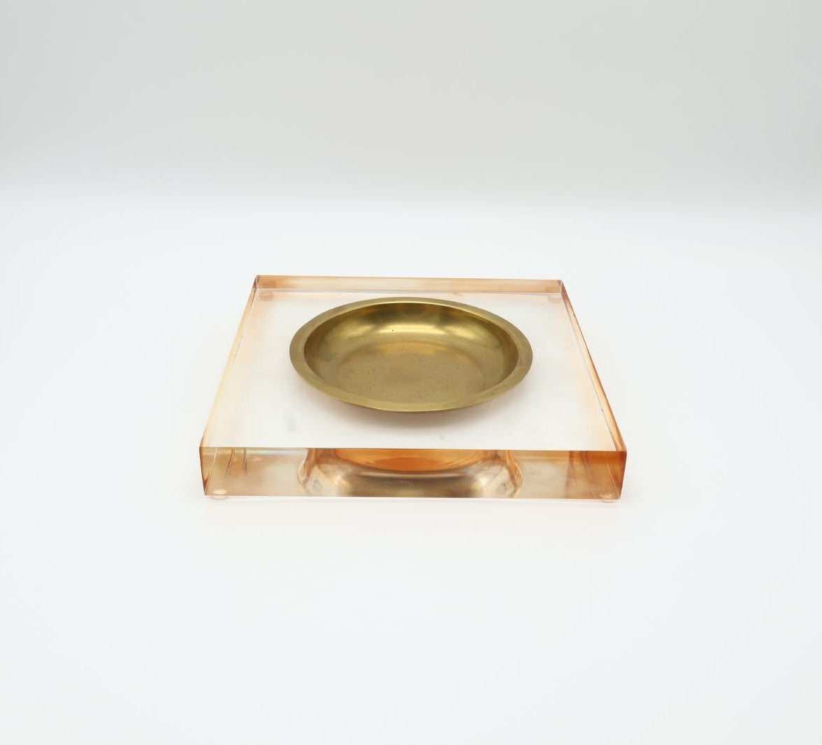 1970s Italian Lucite & Brass Vide-Poche
