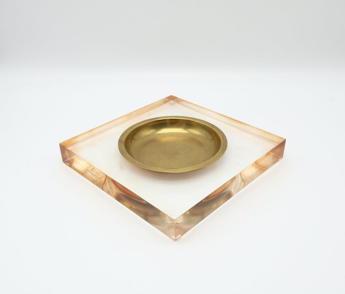 1970s Italian Lucite & Brass Vide-Poche