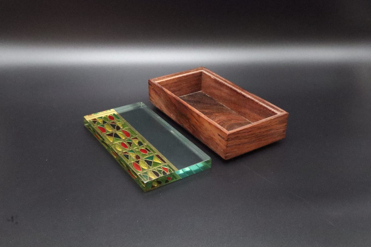 Erwin Burger Hand-Cut Crystal & Wood Box | Italy, 1950s