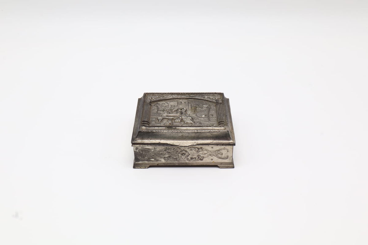 Silver-Plated Relief Jewelry Casket – Japan, c. 1920–1940