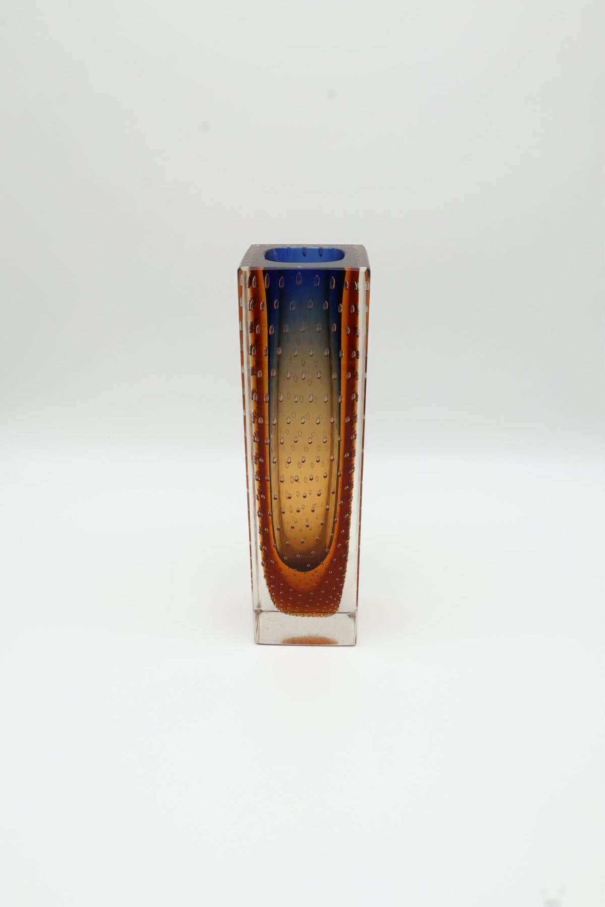 Mid-Century Sculptural Sommerso Block Vase by Pavel Hlava for Exbor – Czechoslovakia (1964)