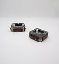 Vintage Mid-Century Ice Glass & Leather Ashtrays, 1970s — Set of 2