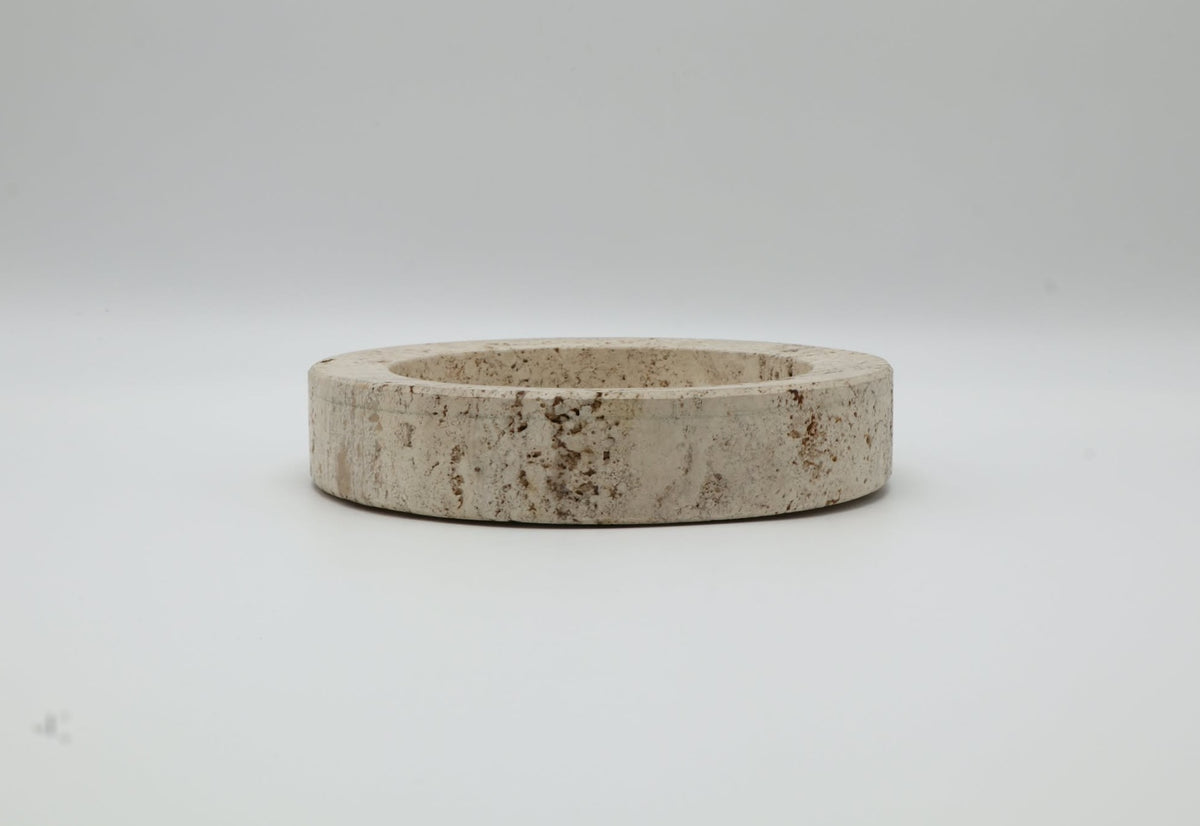 Solid Travertine Bowl – Italy, 1970s