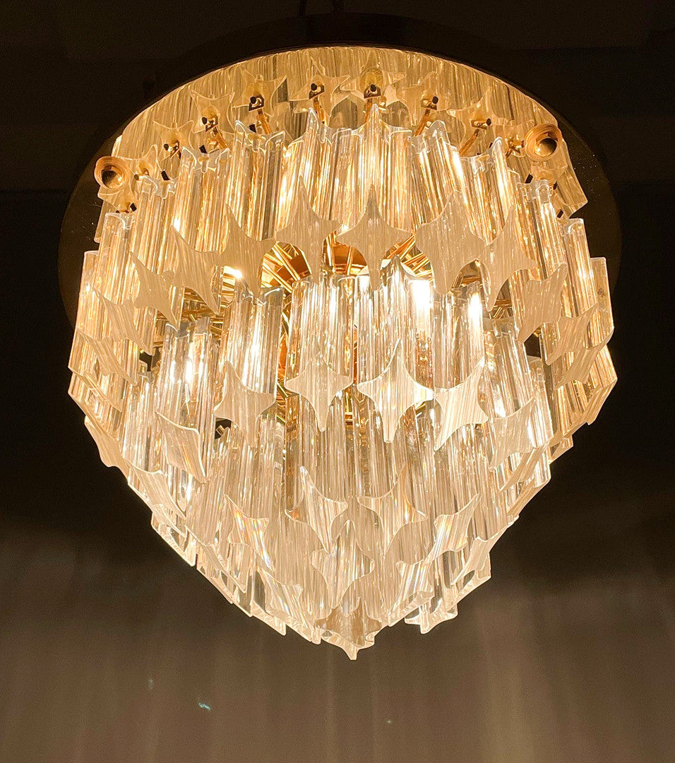 Murano Glass Poliedri Flush Mount Chandelier by Paolo Venini for Novaresi 1970s