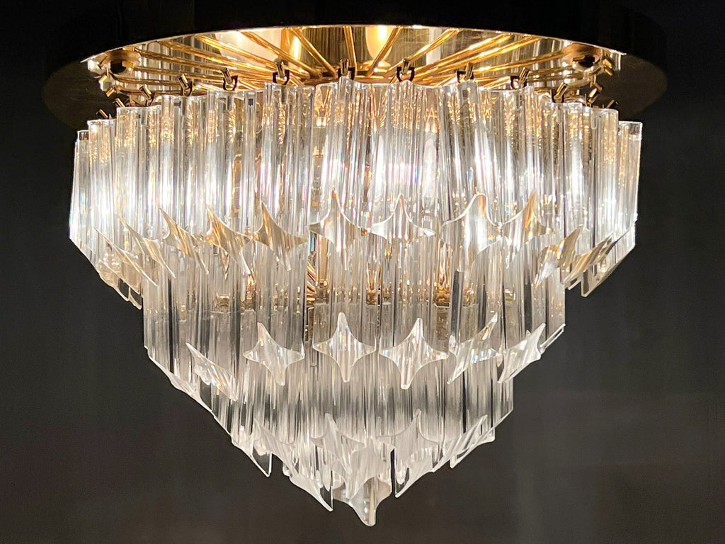 Murano Glass Poliedri Flush Mount Chandelier by Paolo Venini for Novaresi 1970s