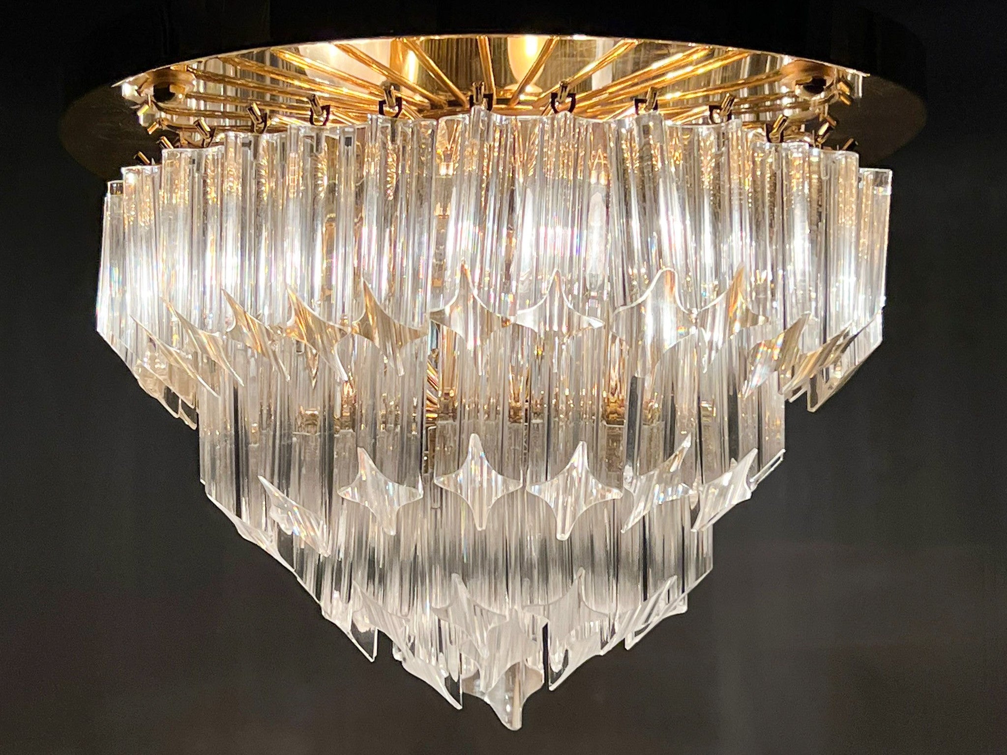 Murano Glass Poliedri Flush Mount Chandelier by Paolo Venini for Novaresi 1970s