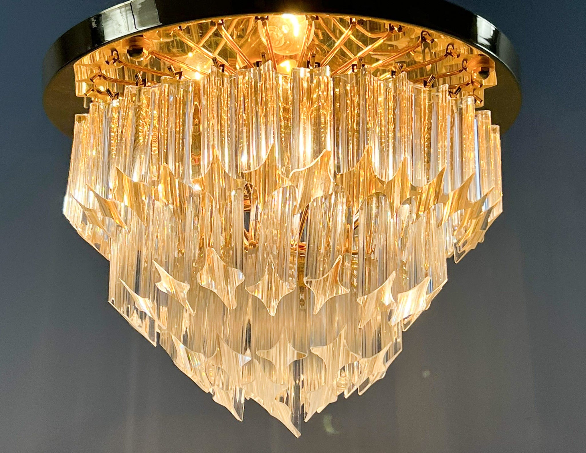 Murano Glass Poliedri Flush Mount Chandelier by Paolo Venini for Novaresi 1970s