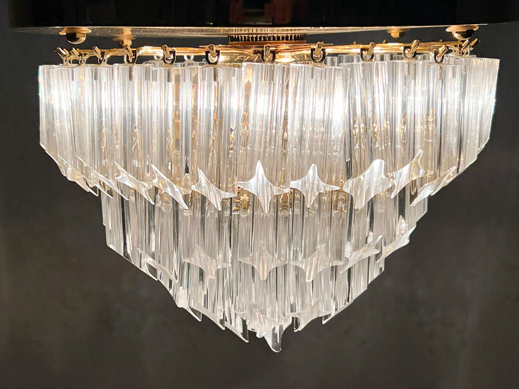 Murano Glass Poliedri Flush Mount Chandelier by Paolo Venini for Novaresi 1970s