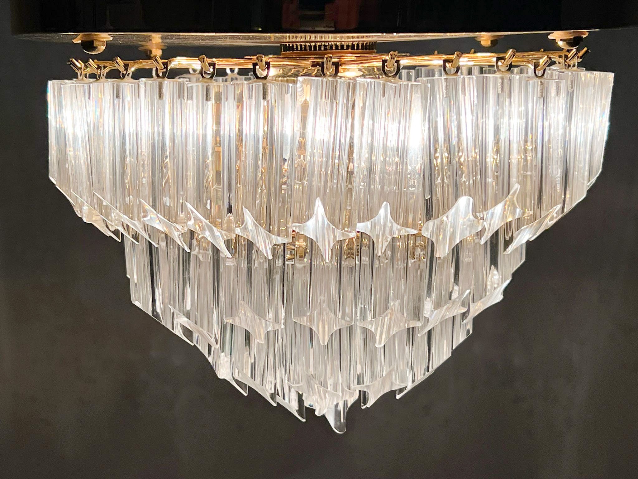 Murano Glass Poliedri Flush Mount Chandelier by Paolo Venini for Novaresi 1970s