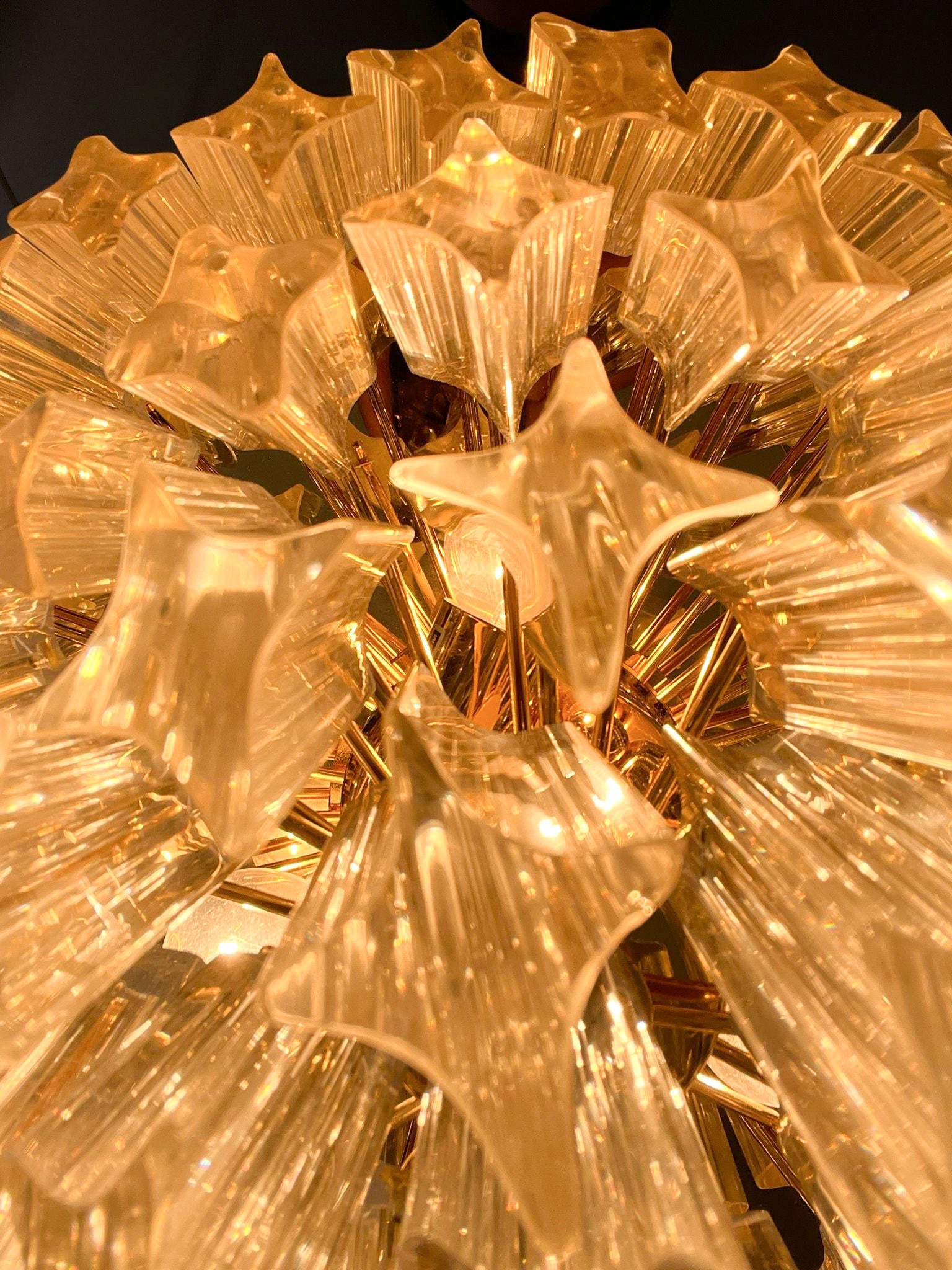 Murano Glass Poliedri Flush Mount Chandelier by Paolo Venini for Novaresi 1970s