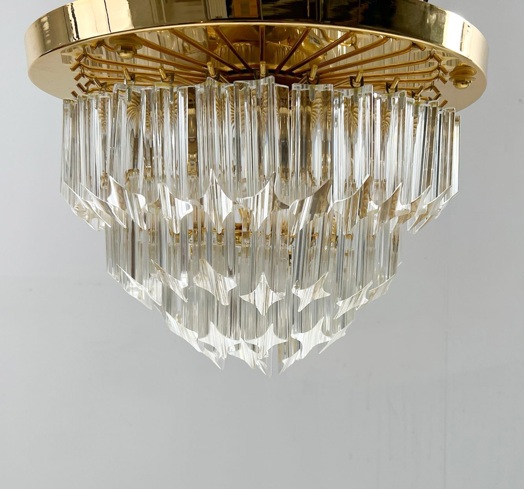 Murano Glass Poliedri Flush Mount Chandelier by Paolo Venini for Novaresi 1970s